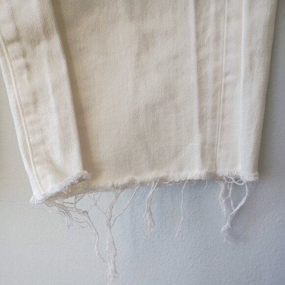 ZARA Off-White High Rise Straight Leg Jeans Women’s Size 2 Raw Hem Denim - Picture 6 of 7